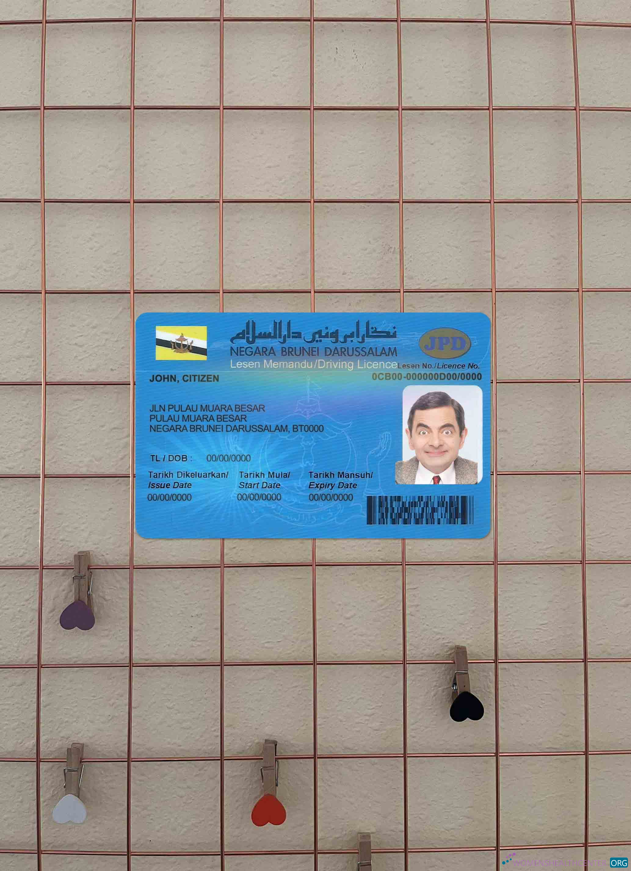 Download Brunei driving license photolook FRONT Photoshop template